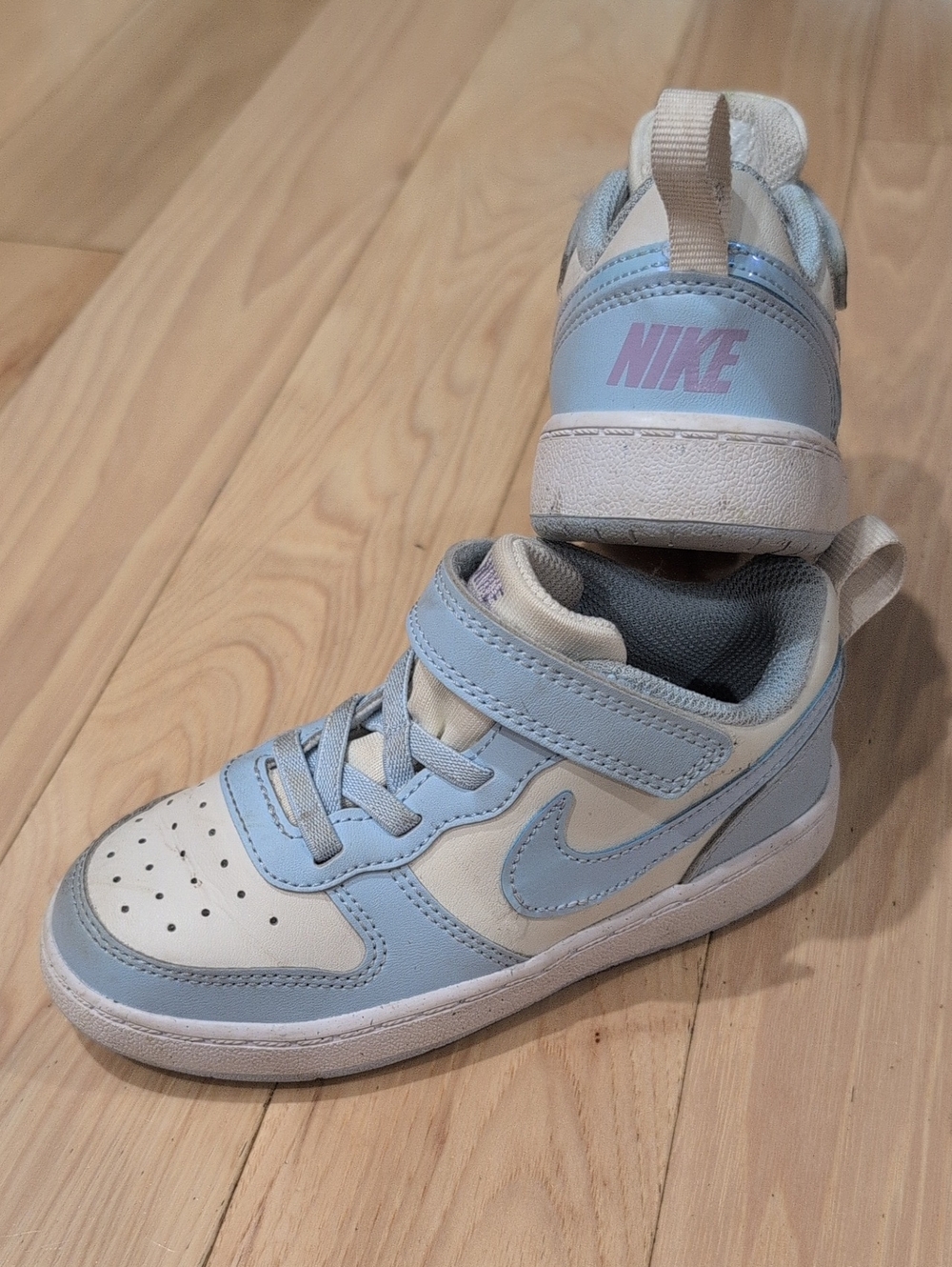Nike Kids Purple, Light Blue And White Velcro Low-Top Sneakers